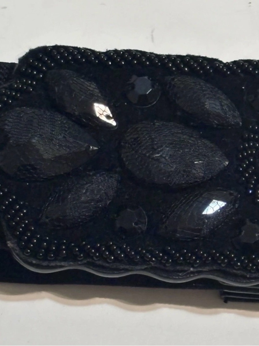 Black Beaded Evening Clutch - Picture 3 of 6